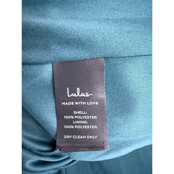 NWT Lulus Thoughts of Hue Emerald Green Surplice Maxi Dress Size XL Chiffon Slit - Picture 9 of 10